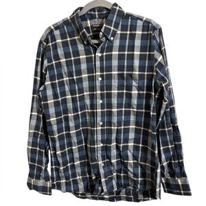 J. McLaughlin Blue Plaid Button‎ Up Shirt Trim Fit Men’s Medium